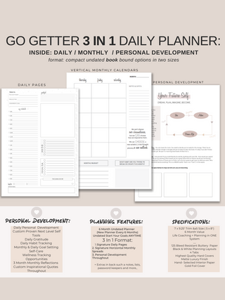 Go Getter A5 Undated Daily Planner - Soft Sunrise