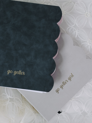Go Getter A5 Undated Daily Planner Scalloped Soft Bound- Washed Denim