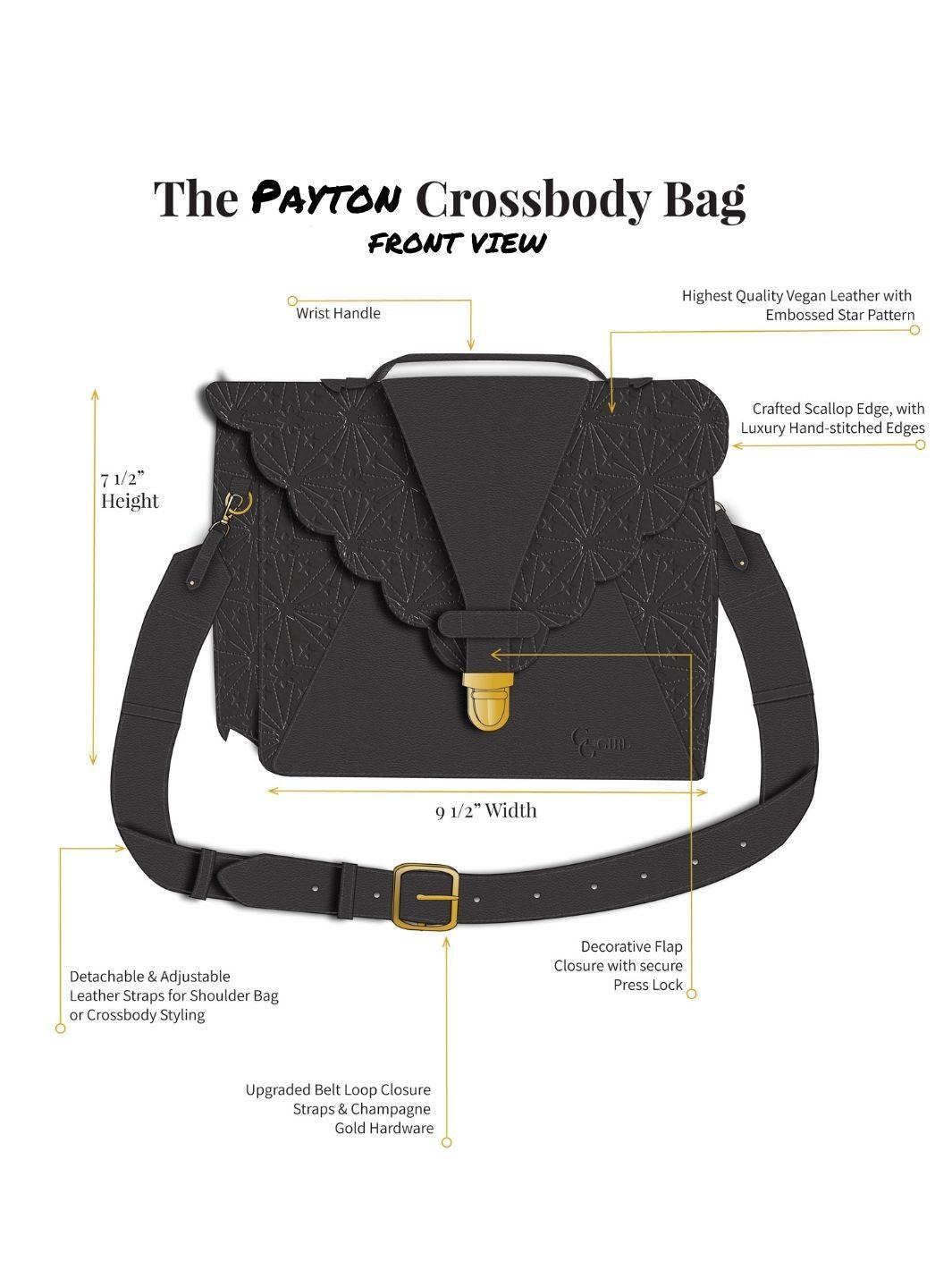 Vegan Leather Men's Bag Black Crossbody Bag Shoulder 