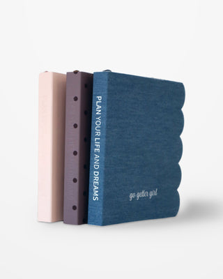 THE CAPSULE COLLECTION SET. 3 PACK. A5 UNDATED DAILY SCALLOPED PLANNERS.