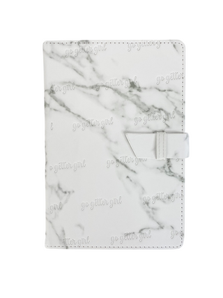 A5 Premium Lined Journal - Belt Closure- White Marble