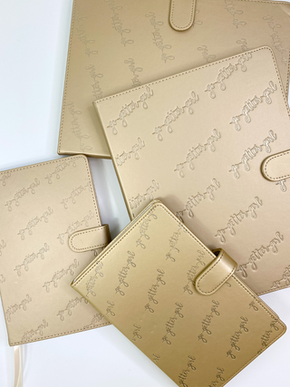 Large Premium Lined Notebook - Magnet Closure- Champagne Shimmer