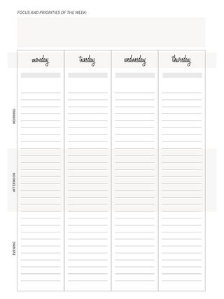 Discbound Planner Weekly Inserts, Printed & Punched (6 Month Vertical)