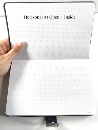 A5 Horizontal Notebook (Dot Grid Journal) - Black (Limited)